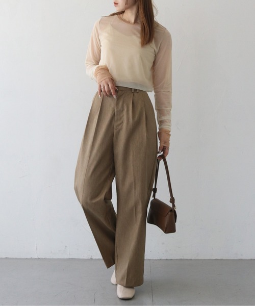 CLEIO(クレイオ)の「【CLEIO】バイカラーレイヤードシアートップス/シースルートップス/BICOLOR LAYERED SHEER TOPS/980-12615(Tシャツ/カットソー・レディース・アイボリー/ブラック/サックスブルー・FREE)」の13枚目の写真