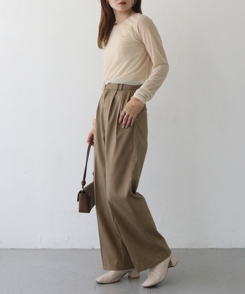 CLEIO(クレイオ)の「【CLEIO】バイカラーレイヤードシアートップス/シースルートップス/BICOLOR LAYERED SHEER TOPS/980-12615(Tシャツ/カットソー・レディース・アイボリー/ブラック/サックスブルー・FREE)」の14枚目の写真