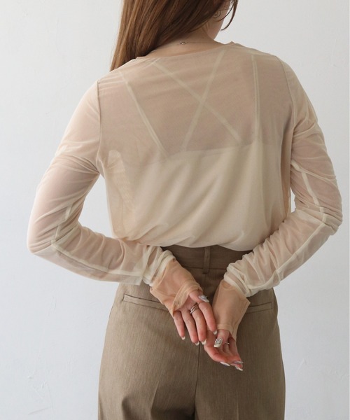 CLEIO(クレイオ)の「【CLEIO】バイカラーレイヤードシアートップス/シースルートップス/BICOLOR LAYERED SHEER TOPS/980-12615(Tシャツ/カットソー・レディース・アイボリー/ブラック/サックスブルー・FREE)」の12枚目の写真