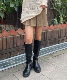【nomnom】ベルト付きプリーツミニスカート