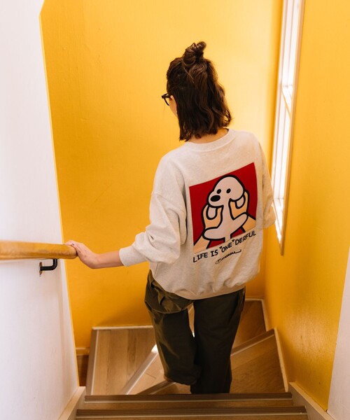 【セール】matsui × FREAK\'S STORE/マツイ×フリークスストア 別注「だっこ」バックフェルト刺繍 クルーネック スウェット(スウェット)|FREAK\'S STORE(フリークスストア)