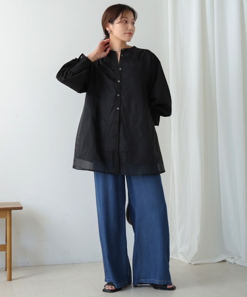 Bou Jeloud(ブージュルード)の「シアーシャツチュニック(シャツ/ブラウス・レディース・チャコールグレー/グレイッシュベージュ/ブラック・38)」の5枚目の写真