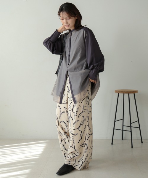 Bou Jeloud(ブージュルード)の「シアーシャツチュニック(シャツ/ブラウス・レディース・チャコールグレー/グレイッシュベージュ/ブラック・38)」の18枚目の写真