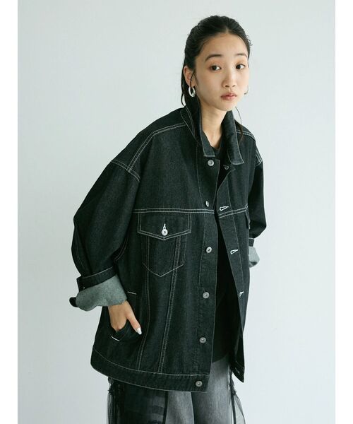 CRAFT STANDARD BOUTIQUE(クラフトスタンダードブティック)の「デニム3rdジャケット(デニムジャケット・レディース・ブラック/ダークインディゴブルー・M/L/XL)」の5枚目の写真