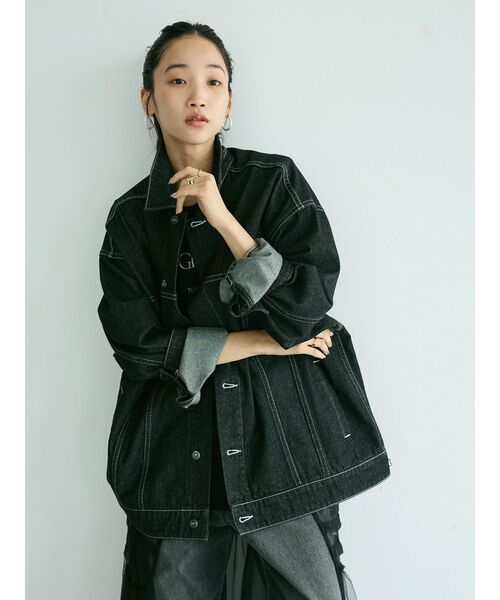 CRAFT STANDARD BOUTIQUE(クラフトスタンダードブティック)の「デニム3rdジャケット(デニムジャケット・レディース・ブラック/ダークインディゴブルー・M/L/XL)」の6枚目の写真