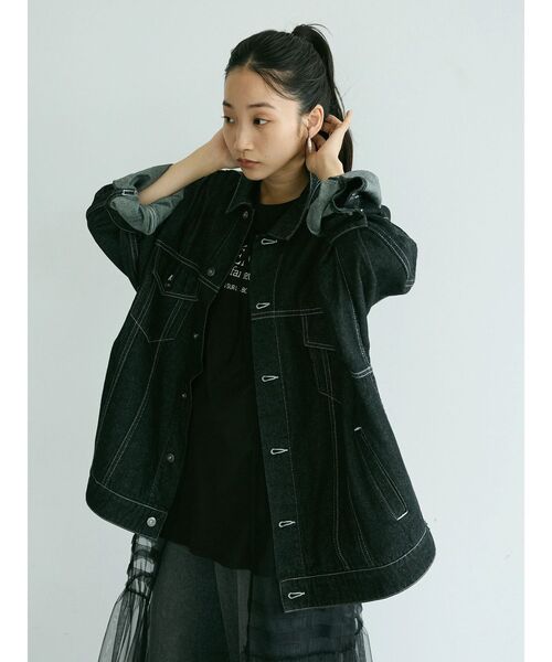 CRAFT STANDARD BOUTIQUE(クラフトスタンダードブティック)の「デニム3rdジャケット(デニムジャケット・レディース・ブラック/ダークインディゴブルー・M/L/XL)」の7枚目の写真