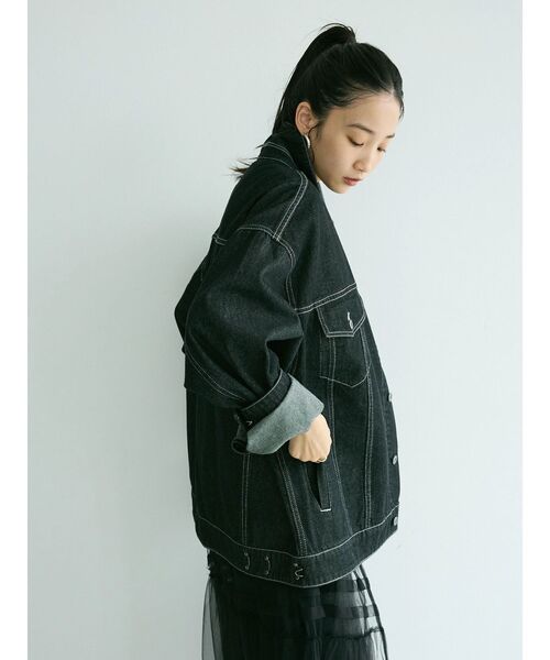 CRAFT STANDARD BOUTIQUE(クラフトスタンダードブティック)の「デニム3rdジャケット(デニムジャケット・レディース・ブラック/ダークインディゴブルー・M/L/XL)」の8枚目の写真