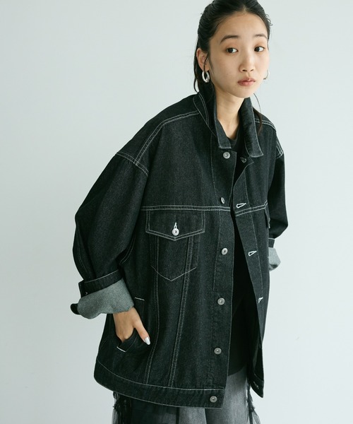 CRAFT STANDARD BOUTIQUE(クラフトスタンダードブティック)の「デニム3rdジャケット(デニムジャケット・レディース・ブラック/ダークインディゴブルー・M/L/XL)」の2枚目の写真