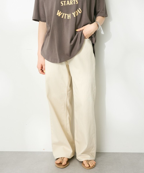 CRAFT STANDARD BOUTIQUE(クラフトスタンダードブティック)の「ワイドデニムパンツ(デニムパンツ・レディース・ライトインディゴブルー/アイボリー・S/M/L)」の1枚目の写真