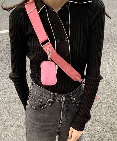 ECLIN（エクラン）の「配色ラインポロ衿リブニットプルオーバー（ニット/セーター・レディース・ホワイト/ブラック・FREE）」の14枚目の写真