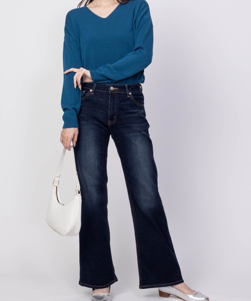 EDWIN(エドウィン)の「EDWIN ESSENTIALS フレアストレッチデニムパンツ(デニムパンツ・レディース・ダークネイビー・XS/S/M/L)」の15枚目の写真