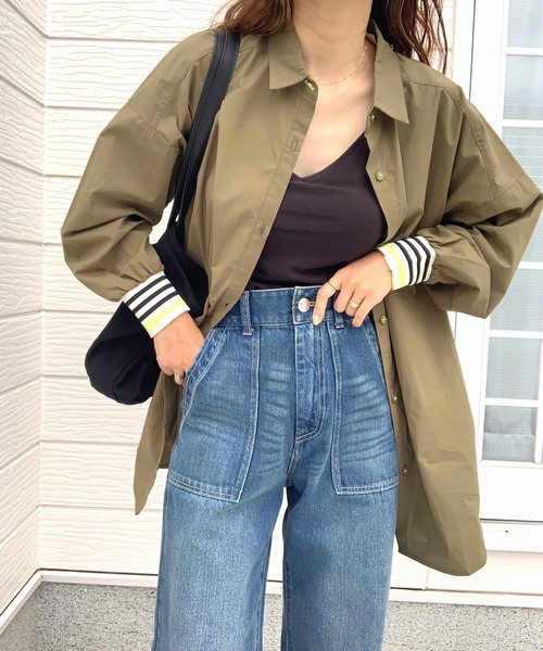 Q(キュー)の「リブドッキングシャツ(シャツ/ブラウス・レディース・カーキ/ベージュ・MEDIUM)」の21枚目の写真