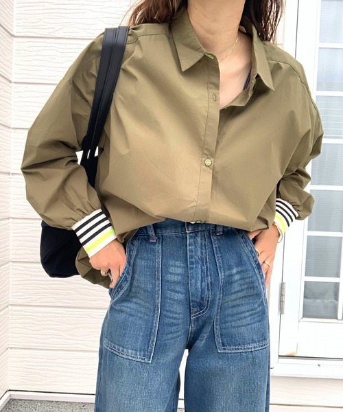Q(キュー)の「リブドッキングシャツ(シャツ/ブラウス・レディース・カーキ/ベージュ・MEDIUM)」の22枚目の写真