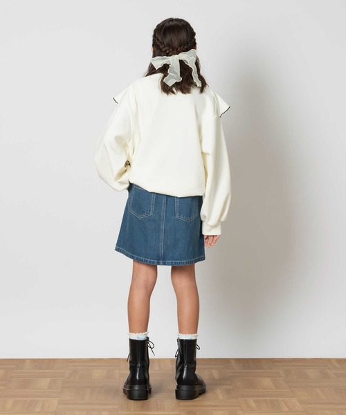 Right-on（ライトオン）の「【VIVIAN BLUE】デニムレースアップスカート（デニムスカート・キッズ・ダークインディゴブルー/ブラック・130/140/150/160）」の5枚目の写真