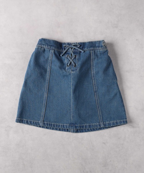 Right-on（ライトオン）の「【VIVIAN BLUE】デニムレースアップスカート（デニムスカート・キッズ・ダークインディゴブルー/ブラック・130/140/150/160）」の6枚目の写真