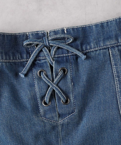 Right-on（ライトオン）の「【VIVIAN BLUE】デニムレースアップスカート（デニムスカート・キッズ・ダークインディゴブルー/ブラック・130/140/150/160）」の9枚目の写真