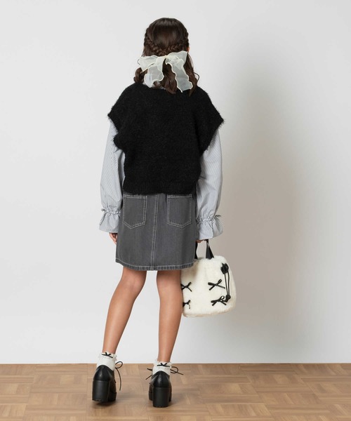 Right-on（ライトオン）の「【VIVIAN BLUE】デニムレースアップスカート（デニムスカート・キッズ・ダークインディゴブルー/ブラック・130/140/150/160）」の15枚目の写真