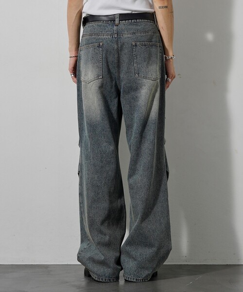 PUBLUX(パブリュクス)の「PUBLUX/パブリュクス Damaged Straight Crash Denim/ダメージデニムパンツ(限定展開)(デニムパンツ・メンズ・ブラック/ブルー・SMALL/MEDIUM/LARGE)」の9枚目の写真