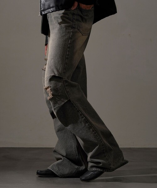 PUBLUX(パブリュクス)の「PUBLUX/パブリュクス Damaged Straight Crash Denim/ダメージデニムパンツ(限定展開)(デニムパンツ・メンズ・ブラック/ブルー・SMALL/MEDIUM/LARGE)」の18枚目の写真