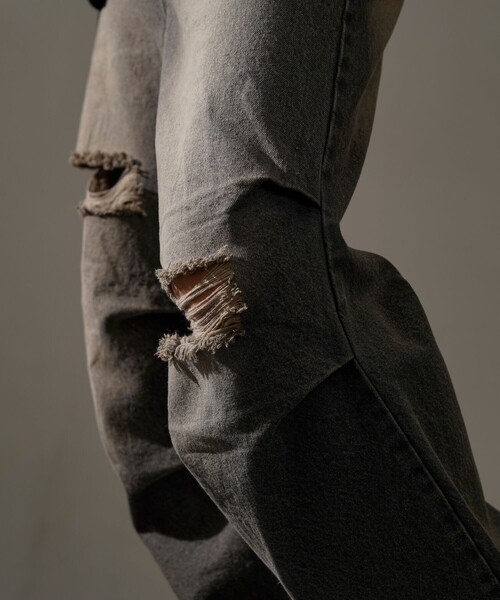 PUBLUX(パブリュクス)の「PUBLUX/パブリュクス Damaged Straight Crash Denim/ダメージデニムパンツ(限定展開)(デニムパンツ・メンズ・ブラック/ブルー・SMALL/MEDIUM/LARGE)」の20枚目の写真