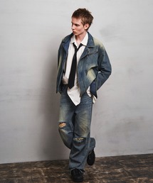 PUBLUX | PUBLUX/パブリュクス Damaged Straight Crash Denim/ダメージデニムパンツ(限定展開)(デニムパンツ)