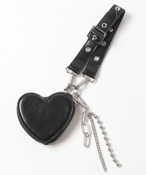 Me%（ミィパーセント）の「【ストラップシート付き】ハートポーチハンドルストラップ 211941（スマホグッズ・レディース・シルバー/ブラック・FREE）」の10枚目の写真