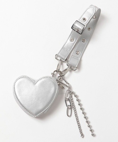 Me%（ミィパーセント）の「【ストラップシート付き】ハートポーチハンドルストラップ 211941（スマホグッズ・レディース・シルバー/ブラック・FREE）」の11枚目の写真