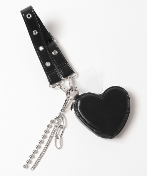 Me%（ミィパーセント）の「【ストラップシート付き】ハートポーチハンドルストラップ 211941（スマホグッズ・レディース・シルバー/ブラック・FREE）」の12枚目の写真