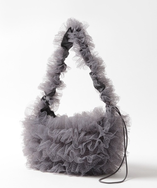 LOWRYS FARM（ローリーズファーム）の「チュールフリルショルダーＢＡＧ 240833（ショルダーバッグ・レディース・ブラック/グレー・FREE）」の6枚目の写真