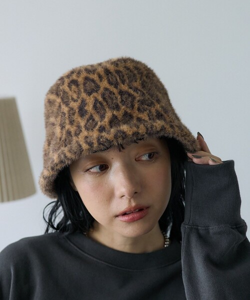 FREAK'S STORE（フリークスストア）の「ファーハット（ハット・レディース・その他9/ブラック/レオパード・ONE SIZE）」の8枚目の写真