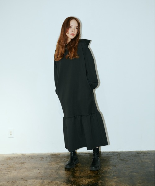 セール】ジャージフーディーワンピース（ワンピース）｜terrace