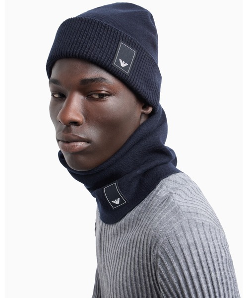 EMPORIO ARMANI(エンポリオアルマーニ)の「【エンポリオ アルマーニ】トラベルエッセンシャル ビーニー ウール(ニットキャップ/ビーニー・メンズ・ネイビー/チャコールグレー・LARGE/MEDIUM/SMALL)」の4枚目の写真