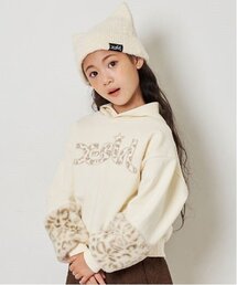 アニマルロゴ袖ファーパーカー