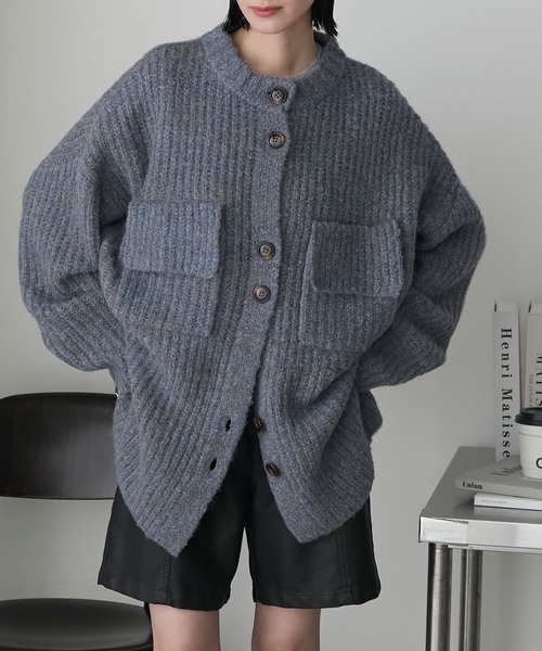 【forksy.】ビックポケットローゲージメランジニットコーディガン（カーディガン/ボレロ）｜forksy.（フォルクシー）