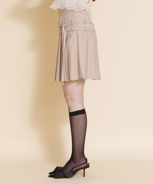 ダブルベルトサテンミニスカート ダブルベルトサテンミニスカート(S IVORY): BOTTOM