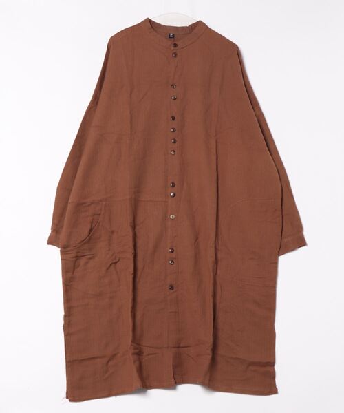 チャイハネ（チャイハネ）の「【チャイハネ】コットンヘリンボーン バンドカラーMEN'Sロングシャツ（シャツ/ブラウス・メンズ・ホワイト/ブラック/レッド/ターコイズブルー/キャメル・FREE）」の4枚目の写真