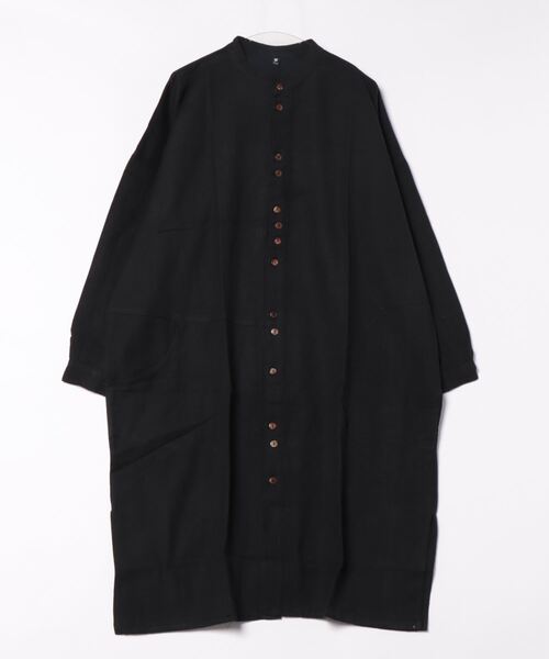 チャイハネ（チャイハネ）の「【チャイハネ】コットンヘリンボーン バンドカラーMEN'Sロングシャツ（シャツ/ブラウス・メンズ・ホワイト/ブラック/レッド/ターコイズブルー/キャメル・FREE）」の3枚目の写真