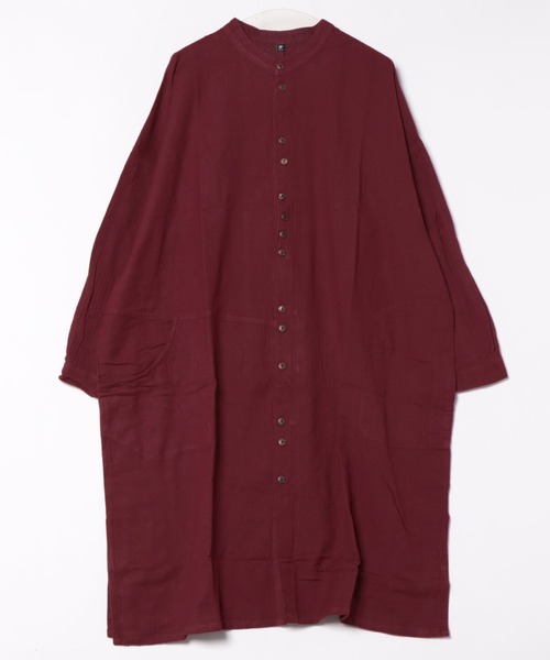 チャイハネ（チャイハネ）の「【チャイハネ】コットンヘリンボーン バンドカラーMEN'Sロングシャツ（シャツ/ブラウス・メンズ・ホワイト/ブラック/レッド/ターコイズブルー/キャメル・FREE）」の5枚目の写真