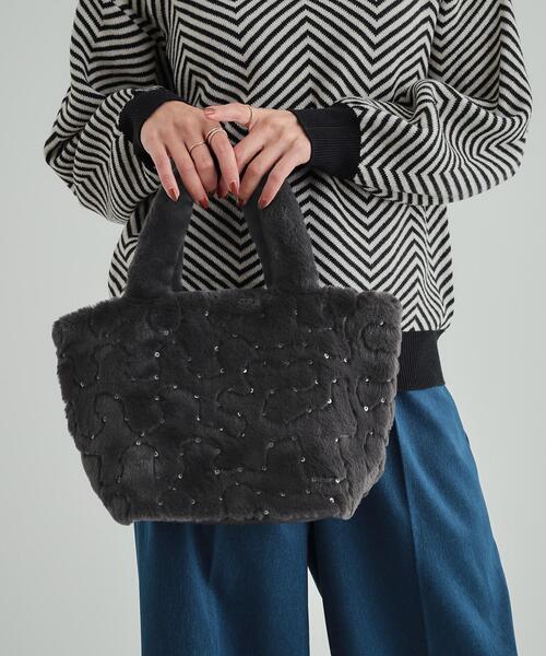 SHOO・LA・RUE（シューラルー）の「◆スパンコールフェイクファーランチトートバッグ（トートバッグ・レディース・アイボリー系3/ベージュ系3/グレー系その他4/ベージュ系その他7・00）」の5枚目の写真