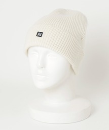 Made in France ウール ワンポイントロゴ刺繍 ビーニー リブニットキャップ
