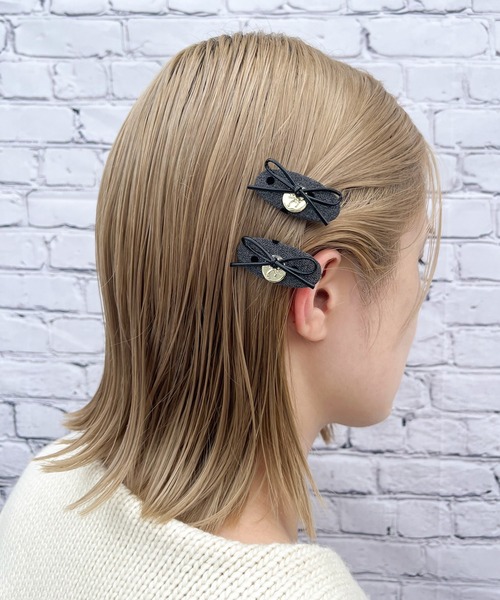 RUBY AND YOU（ルビーアンドユー）の「［select］ドット柄ミニヘアクリップ 2個セット（ヘアピン・レディース・ブラウン/グレー・FREE）」の3枚目の写真