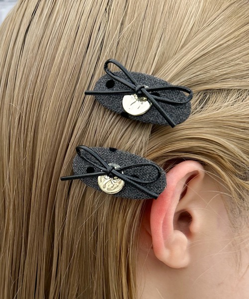 RUBY AND YOU（ルビーアンドユー）の「［select］ドット柄ミニヘアクリップ 2個セット（ヘアピン・レディース・ブラウン/グレー・FREE）」の6枚目の写真