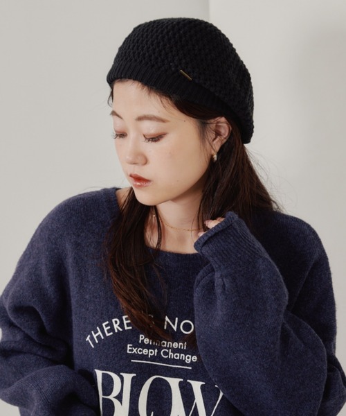 CIAOPANIC TYPY（チャオパニックティピー）の「メッシュニットベレー（ハンチング/ベレー帽・レディース・サーモンピンク/ブラウン/ブラック/グレー/オフホワイト・ONE SIZE）」の3枚目の写真