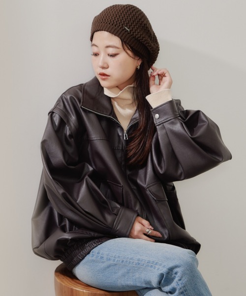 CIAOPANIC TYPY（チャオパニックティピー）の「メッシュニットベレー（ハンチング/ベレー帽・レディース・サーモンピンク/ブラウン/ブラック/グレー/オフホワイト・ONE SIZE）」の21枚目の写真