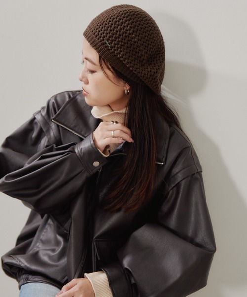 CIAOPANIC TYPY（チャオパニックティピー）の「メッシュニットベレー（ハンチング/ベレー帽・レディース・サーモンピンク/ブラウン/ブラック/グレー/オフホワイト・ONE SIZE）」の15枚目の写真