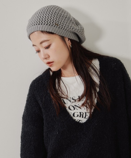 CIAOPANIC TYPY（チャオパニックティピー）の「メッシュニットベレー（ハンチング/ベレー帽・レディース・サーモンピンク/ブラウン/ブラック/グレー/オフホワイト・ONE SIZE）」の20枚目の写真