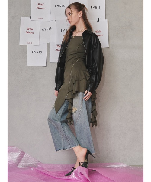 セール】レザーライクコンパクトブルゾン（ブルゾン）｜EVRIS