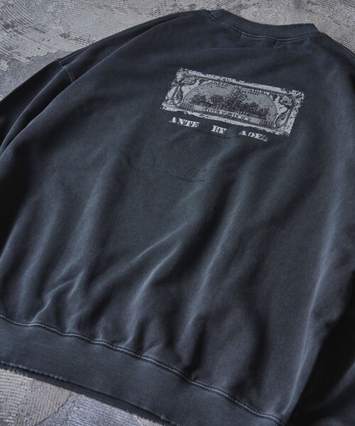 PUBLUX(パブリュクス)の「PUBLUX/パブリュクス ANTE 別注 Fake Money プリント裏毛スウェット【限定展開】(スウェット・メンズ・オフホワイト/スミクロ・SMALL/MEDIUM/LARGE)」の16枚目の写真