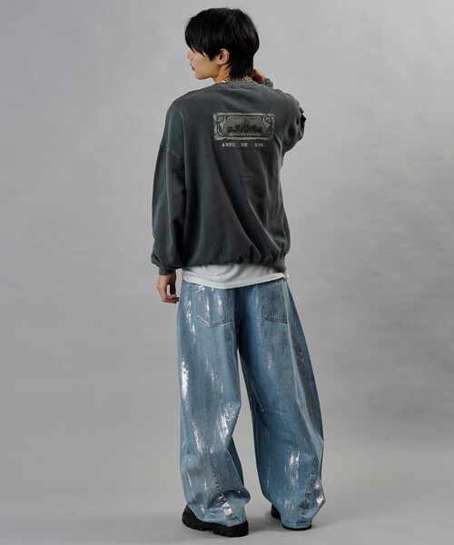 PUBLUX(パブリュクス)の「PUBLUX/パブリュクス ANTE 別注 Fake Money プリント裏毛スウェット【限定展開】(スウェット・メンズ・オフホワイト/スミクロ・SMALL/MEDIUM/LARGE)」の19枚目の写真