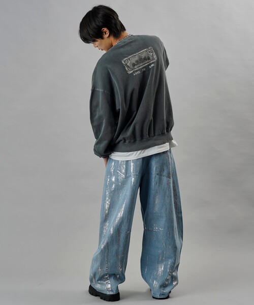 PUBLUX(パブリュクス)の「PUBLUX/パブリュクス ANTE 別注 Fake Money プリント裏毛スウェット【限定展開】(スウェット・メンズ・オフホワイト/スミクロ・SMALL/MEDIUM/LARGE)」の17枚目の写真